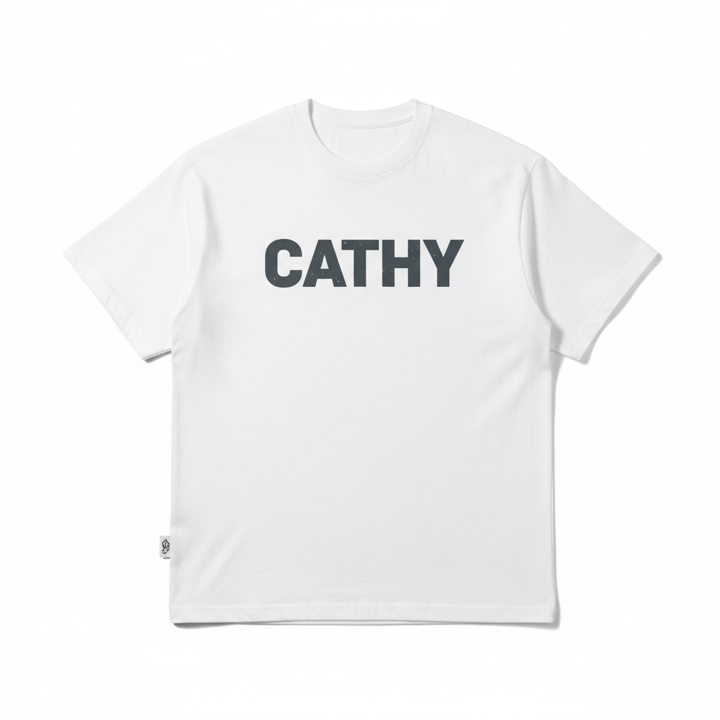 White CATHY logo t-shirt flat lay