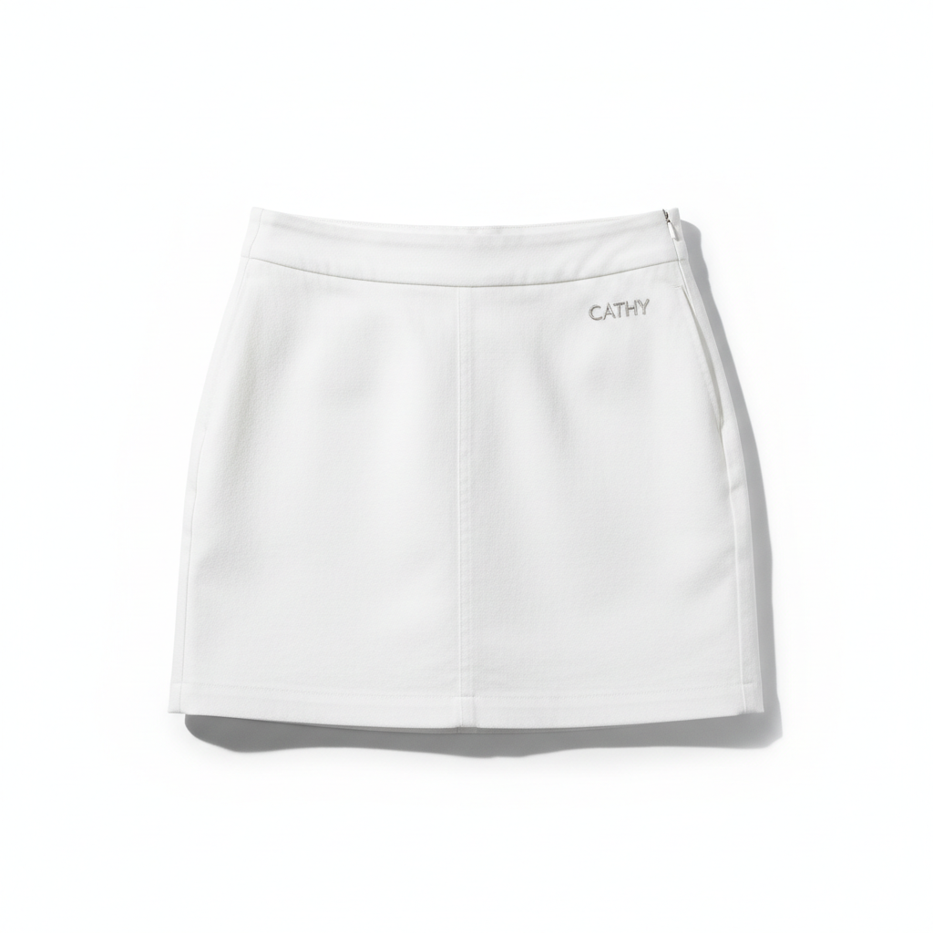 White CATHY logo mini skirt flat lay